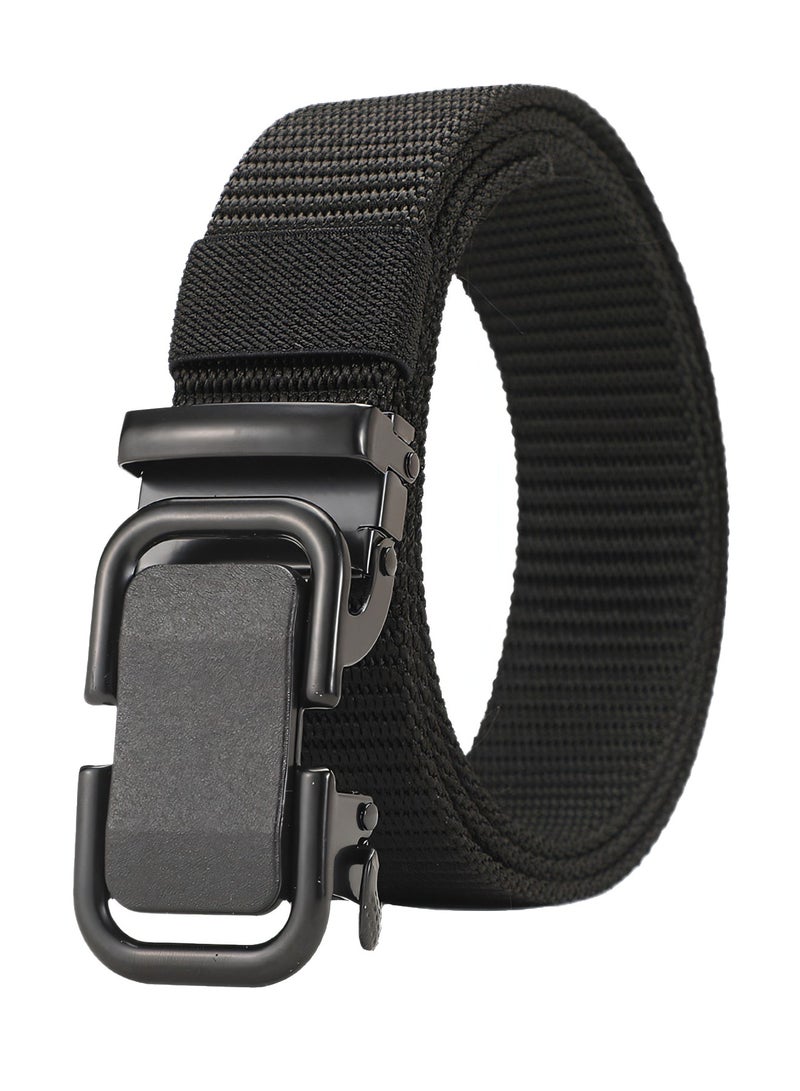 Automatic Nylon Belt for Men & Women - Fashionable, Adjustable, Durable, and Comfortable Waist Belt for Casual & Formal Wear, Everyday Use, and Outdoor Activities Black - Image 1