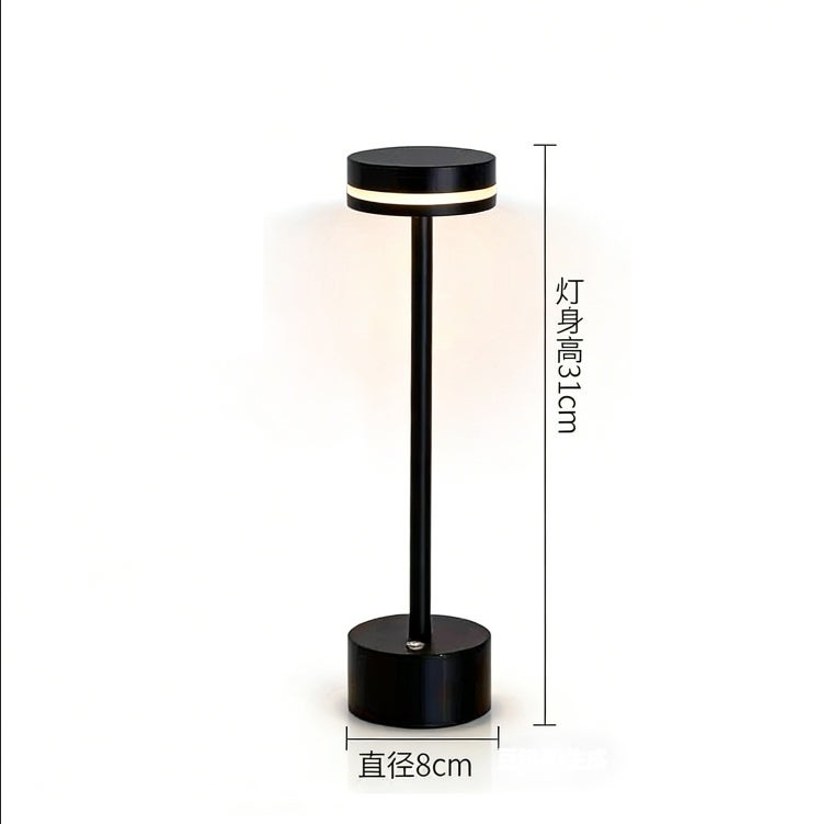Metal table lamp bedroom bedside USB rechargeable ornaments eye protection night light black two-pack - Image 1
