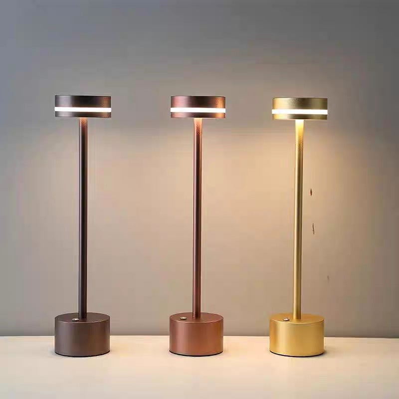Metal table lamp bedroom bedside USB rechargeable ornaments eye protection night light black two-pack - Image 2