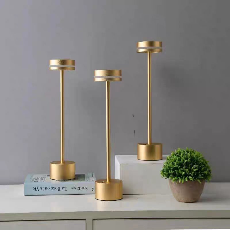 Metal table lamp bedroom bedside USB rechargeable ornaments eye protection night light black two-pack - Image 3