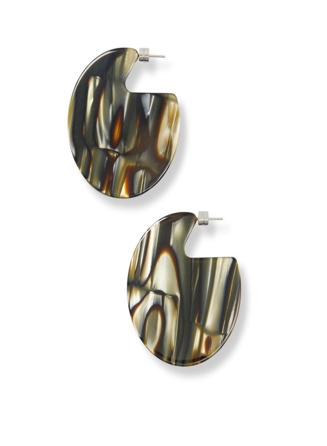 MACHETE Clare Disc Shape Earrings Acetate (Midnight Horn) - Image 1