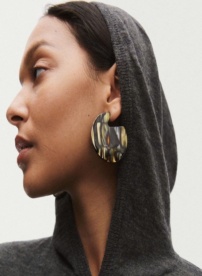 MACHETE Clare Disc Shape Earrings Acetate (Midnight Horn) - Image 4