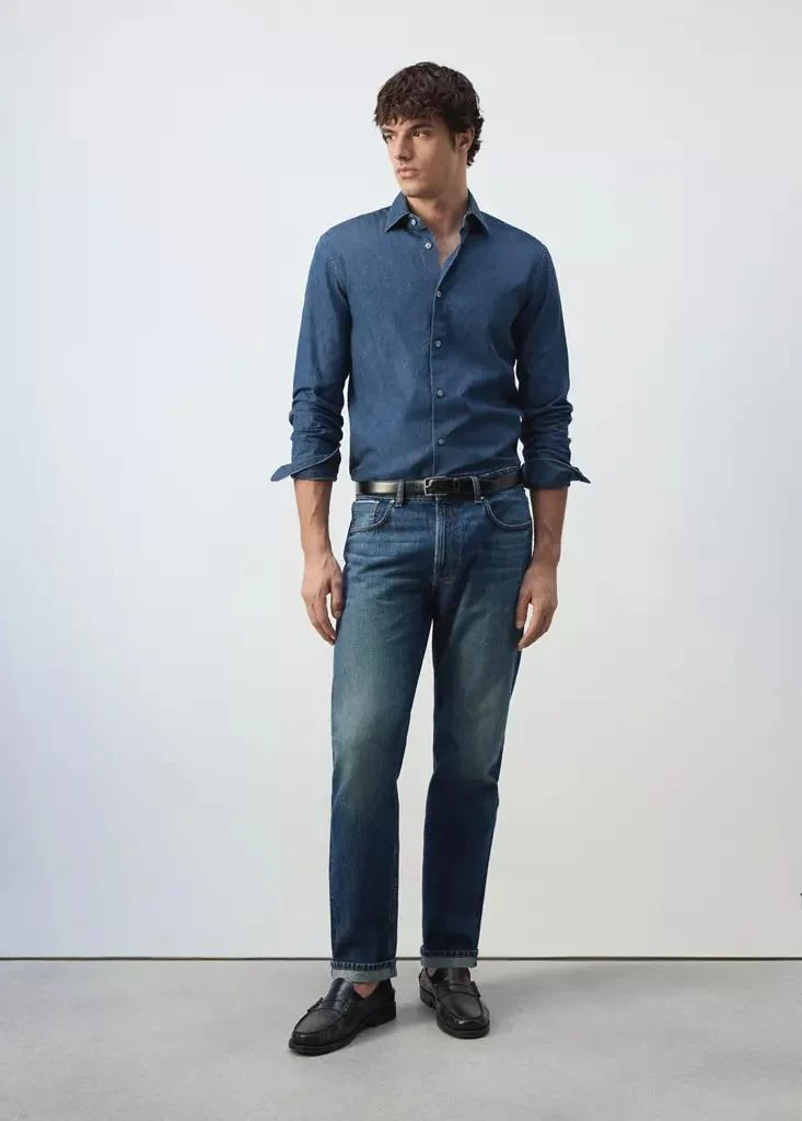 Mango Man  100% Cotton Chambray Shirt for Men | Best Price UAE
