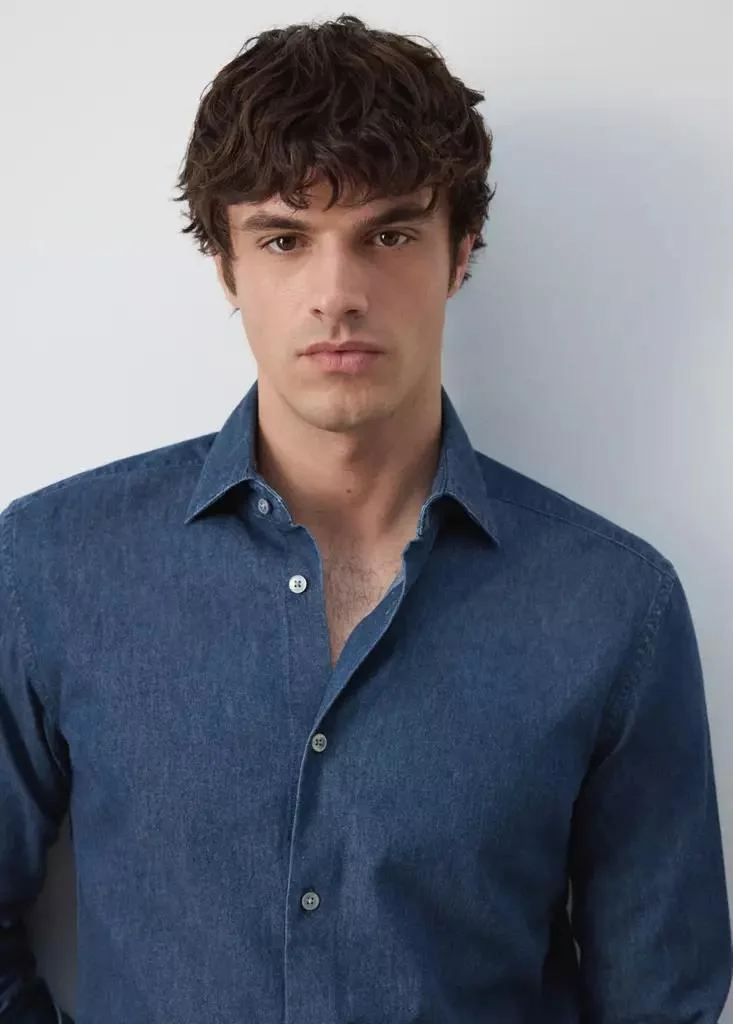 Mango Man  100% Cotton Chambray Shirt for Men | Best Price UAE