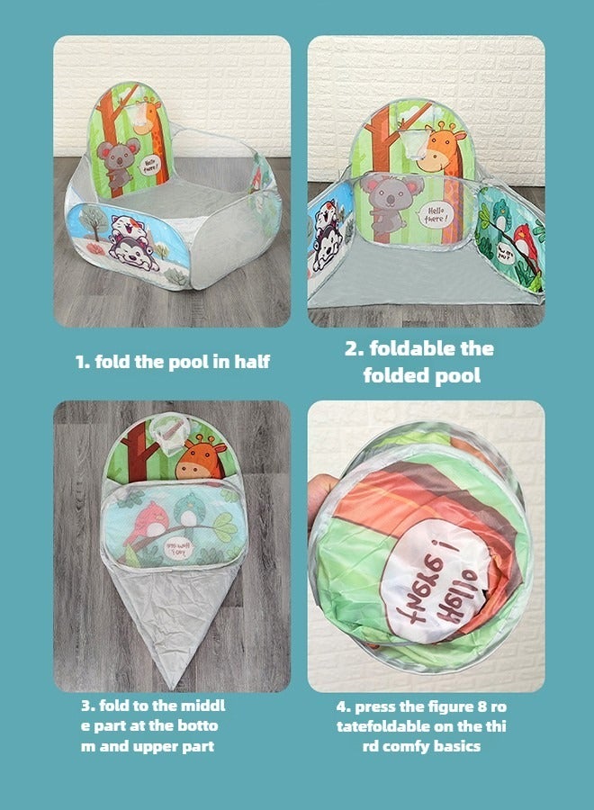 Foldable Cute Animal Enclosure Ball Pool Children's Play House Indoor and Outdoor Tent Color Bobble Ball Sand Pool 75 *60 *60cm（Ocean Balls Not Included）