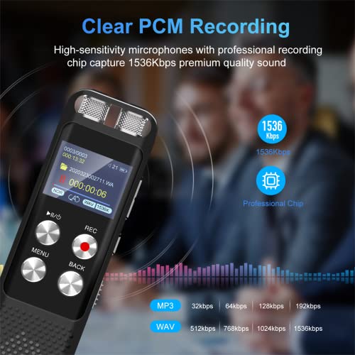 G 136GB Digital Voice Recorder: Voice Activated Recorders with Playback, Audio Recording Device for Lectures Meetings, Dictaphone Sound Portable Tape Recorder with Password | USB - Image 3