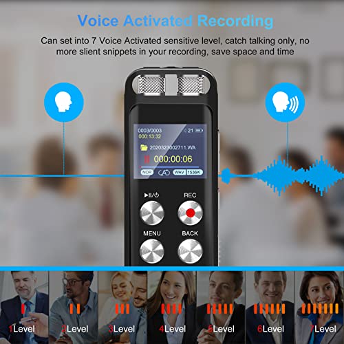 G 136GB Digital Voice Recorder: Voice Activated Recorders with Playback, Audio Recording Device for Lectures Meetings, Dictaphone Sound Portable Tape Recorder with Password | USB - Image 4