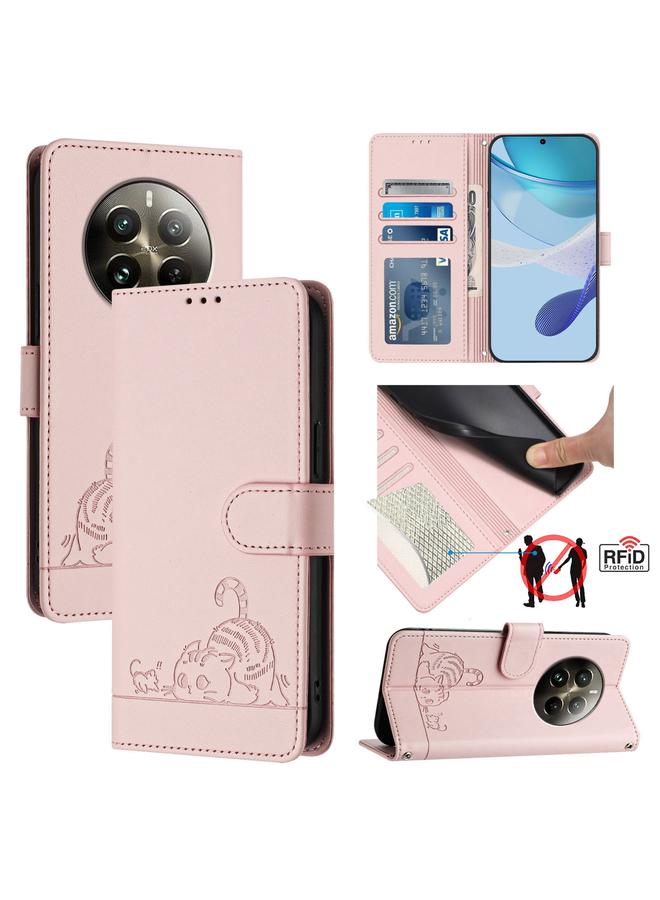 اس-توب جراب لهاتف Realme 12 Pro+ 5G Global Cat Rat من الجلد المنقوش بتقنية RFID مع حبل تعليق - Image 1