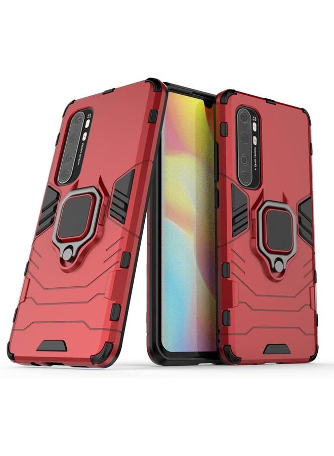 إيروريكس جراب متوافق مع هاتف Xiaomi Mi Note 10 Lite مع حلقة معدنية ومسند مضاد للصدمات ومتين يعمل مع حامل السيارة المغناطيسي، غطاء مزدوج الطبقات متين باللون الأحمر - Image 1