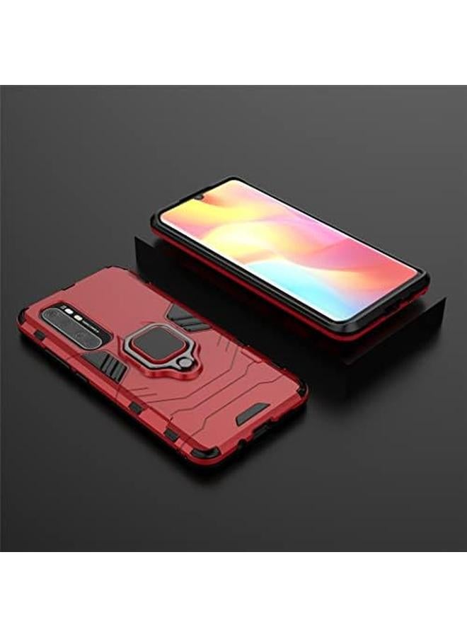 إيروريكس جراب متوافق مع هاتف Xiaomi Mi Note 10 Lite مع حلقة معدنية ومسند مضاد للصدمات ومتين يعمل مع حامل السيارة المغناطيسي، غطاء مزدوج الطبقات متين باللون الأحمر - Image 5
