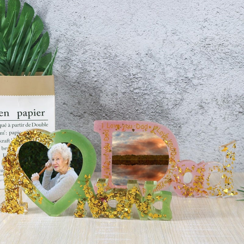 EnaMeena I Love DAD Papa Photo Frame Resin Mold Picture Frame Silicone Mold Epoxy Casting Mold for DIY Home Table Decor Handicrafts Making PAPA - Image 5