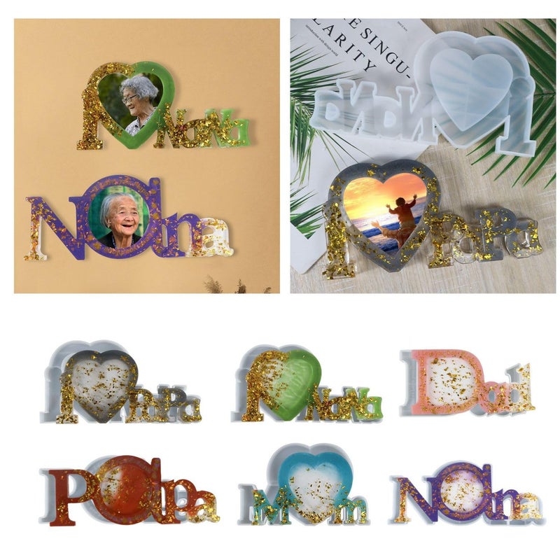 EnaMeena I Love DAD Papa Photo Frame Resin Mold Picture Frame Silicone Mold Epoxy Casting Mold for DIY Home Table Decor Handicrafts Making PAPA - Image 4