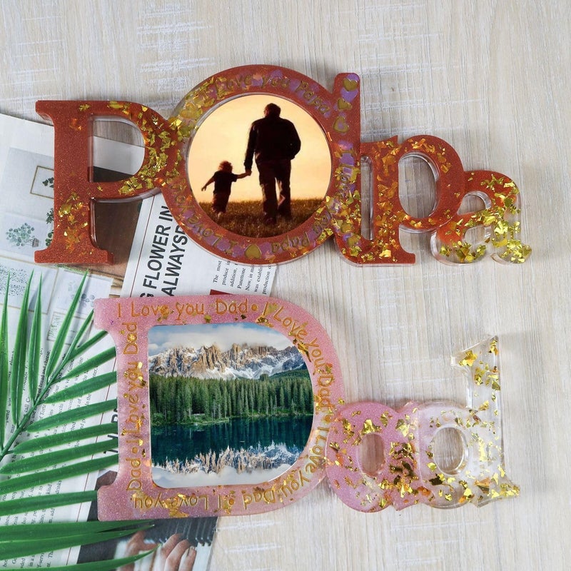 EnaMeena I Love DAD Papa Photo Frame Resin Mold Picture Frame Silicone Mold Epoxy Casting Mold for DIY Home Table Decor Handicrafts Making PAPA - Image 1