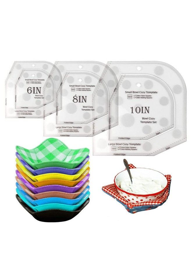 OFFTESTY - Bowl Cozy Template Cutting Ruler Set 3Pcs Acrylic Transparent Quilting Bowl Templates For Hot And Cold Food Bowl Rack Diy Kitchen Art Craft Acrylic Stencil Cut On Fold Template Sewing (White) - Image 1
