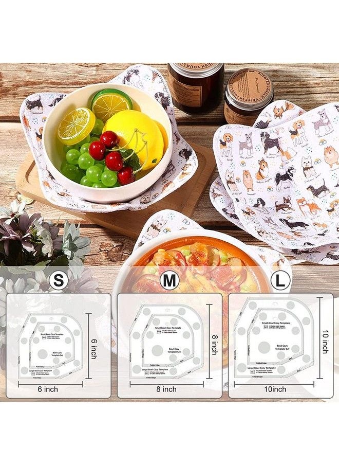 OFFTESTY - Bowl Cozy Template Cutting Ruler Set 3Pcs Acrylic Transparent Quilting Bowl Templates For Hot And Cold Food Bowl Rack Diy Kitchen Art Craft Acrylic Stencil Cut On Fold Template Sewing (White) - Image 1
