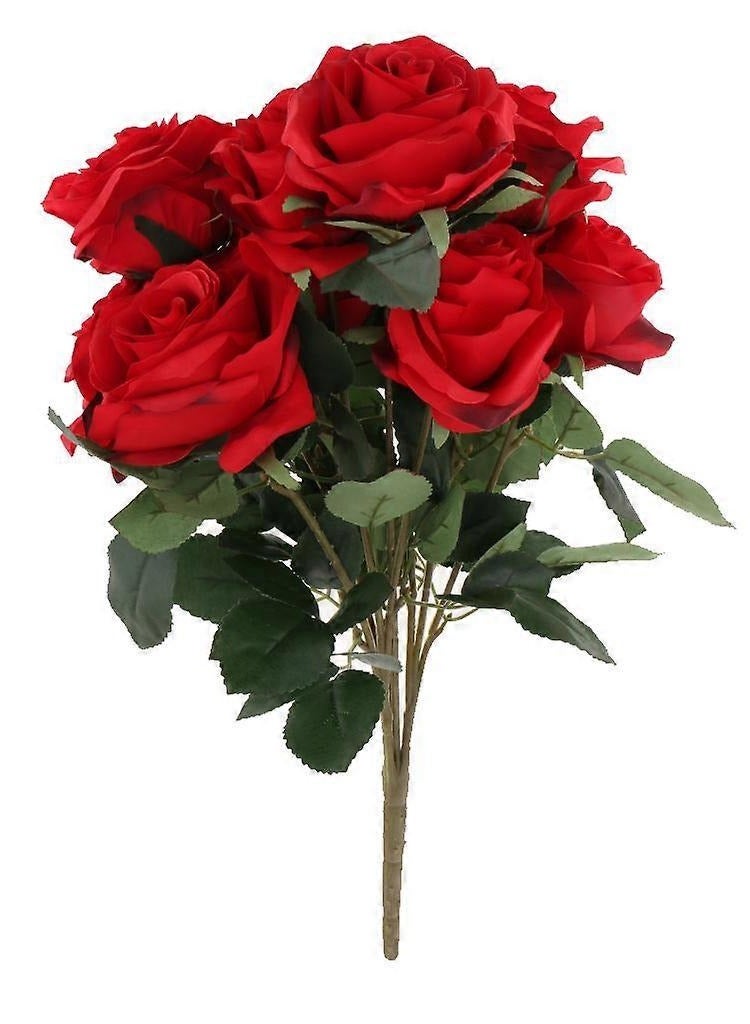 Artificial Rose Flower Bouquet Wedding Home Floral Decor Red