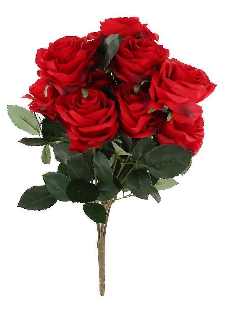 Artificial Rose Flower Bouquet Wedding Home Floral Decor Red