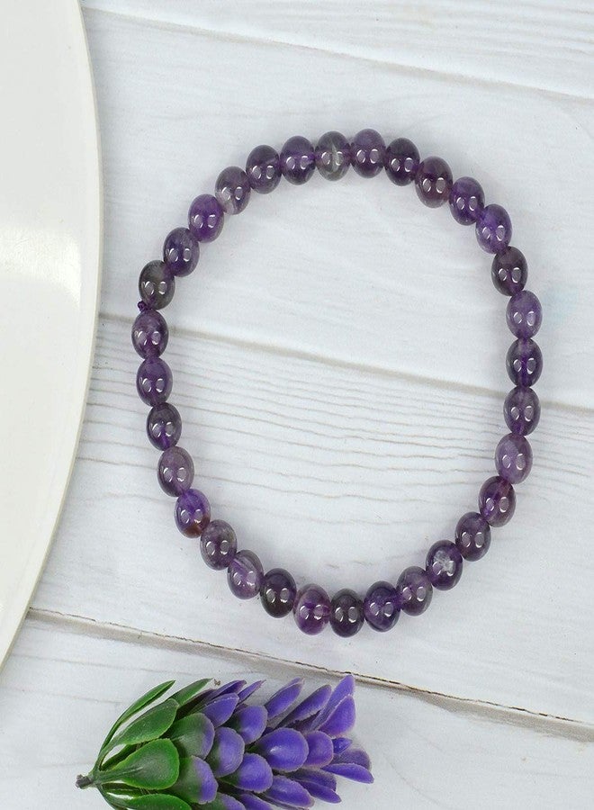Crystu Certified Amethyst Bracelet 6 mm Round Bead Reiki Healing Crystal - Stone Chakra Bracelet for Unisex (Color : Purple) - Image 3