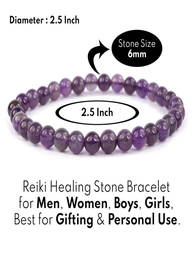 Crystu Certified Amethyst Bracelet 6 mm Round Bead Reiki Healing Crystal - Stone Chakra Bracelet for Unisex (Color : Purple) - Image 5