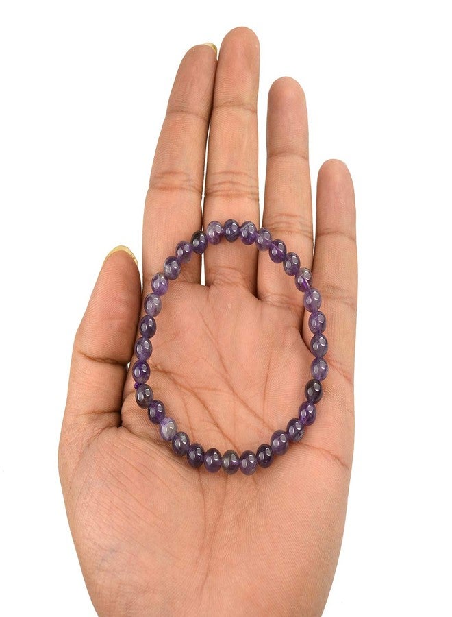 Crystu Certified Amethyst Bracelet 6 mm Round Bead Reiki Healing Crystal - Stone Chakra Bracelet for Unisex (Color : Purple) - Image 2