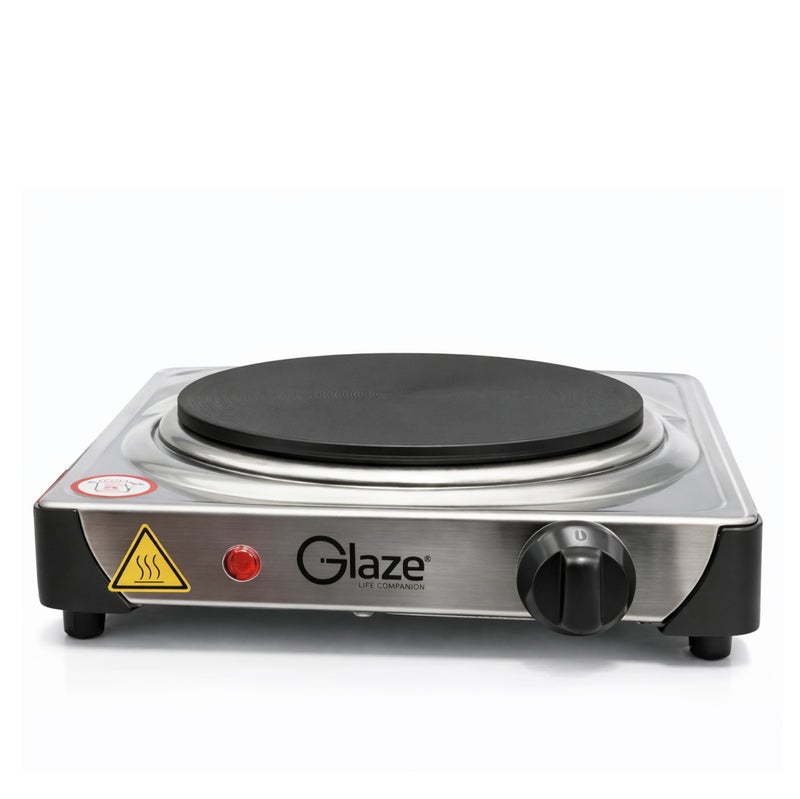 جليز موقد كهربائي بعين واحدة بقدرة 1000 واط – صفيحة طبخ كهربائية محمولة مع تحكم قابل للتعديل في درجة الحرارة، تصميم مدمج للطاولة لتحضير القهوة، الشاي، التخييم والمطابخ الصغيرة – موديل GL881HP. - Image 1