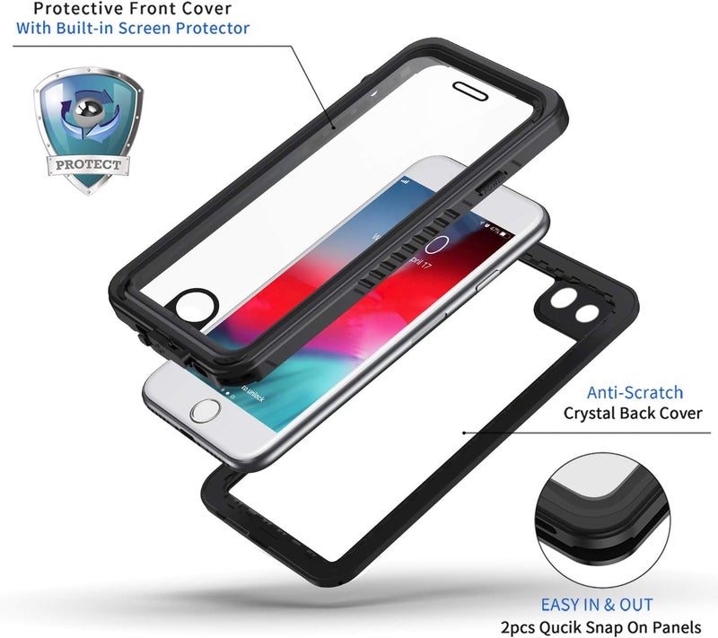 Lanhiem for iPhone SE 2022 2020 Case, iPhone 7 8 case, IP68 Waterproof Dustproof Case with Screen Protector, Heavy Duty Full Body Protective Phone Cover for iPhone SE 2nd 3rd, Black - Image 3