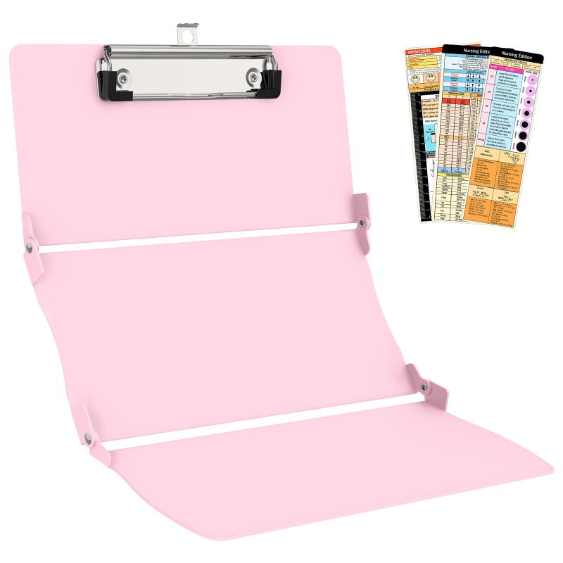 Trustnice Nursing Clipboard Foldable DIY Edition Medical Cheat Sheets Aluminum 3 Layers Foldable Clipboards Pocket Size Profile Clip Nurse Clipboards Notepad for Nurses Students, Teachers, Coaches - Image 1