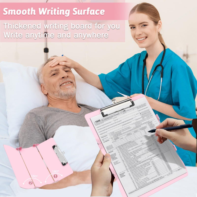 Trustnice Nursing Clipboard Foldable DIY Edition Medical Cheat Sheets Aluminum 3 Layers Foldable Clipboards Pocket Size Profile Clip Nurse Clipboards Notepad for Nurses Students, Teachers, Coaches - Image 4