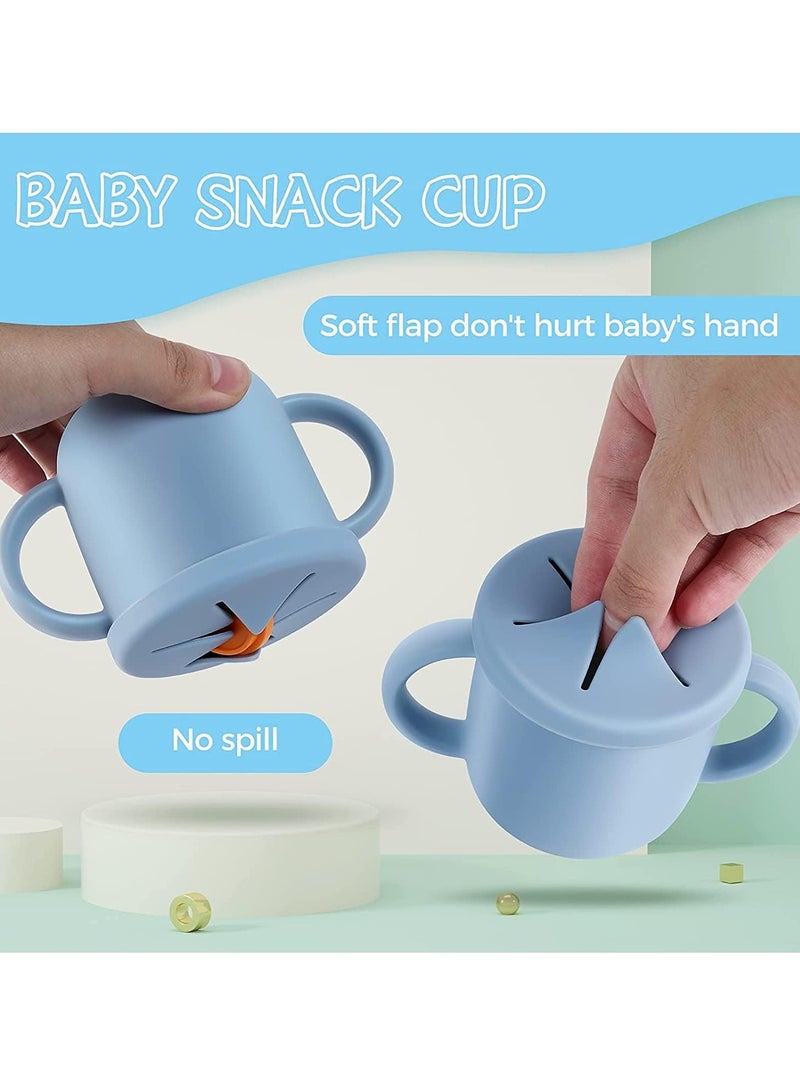 Gonice Silicone Sippy Cups for Baby, Toddlers Sippy Cup & Snack Container 2-in-1, Spill Proof Baby Straw Cup for Baby 6 Months+ with 2 Handles 9 OZ - Image 4