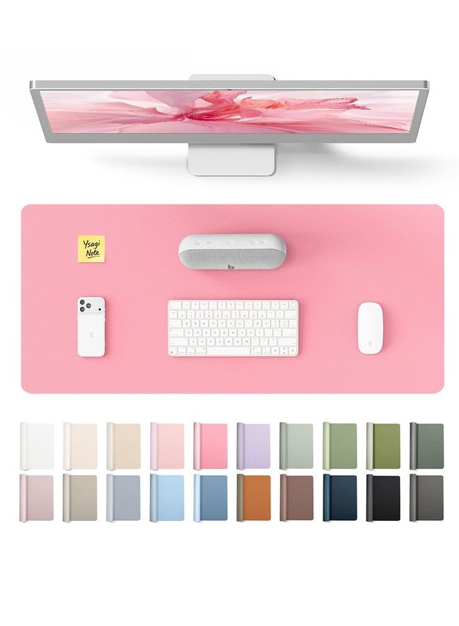 YSAGi Leather Desk Pad Protector, Large Mouse Pad, Non-Slip PU Leather Desk Blotter, Laptop Desk Pad/Mat, Waterproof Writing Pad for Office and Home (23.6" x 13.8", Pink) - Image 1