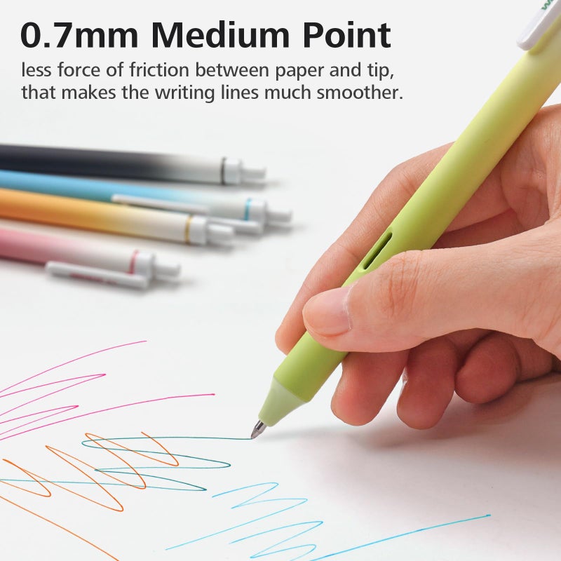 WRITECH Fine Point Gel Pens: 8ct Multi Colored 0.7mm Medium Point Retractable Assorted Color Ink Pen Smooth Writing for Journaling Coloring Gradient Barrel No Bleed & Smudge & Smear - Image 4