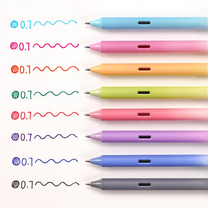 WRITECH Fine Point Gel Pens: 8ct Multi Colored 0.7mm Medium Point Retractable Assorted Color Ink Pen Smooth Writing for Journaling Coloring Gradient Barrel No Bleed & Smudge & Smear - Image 2