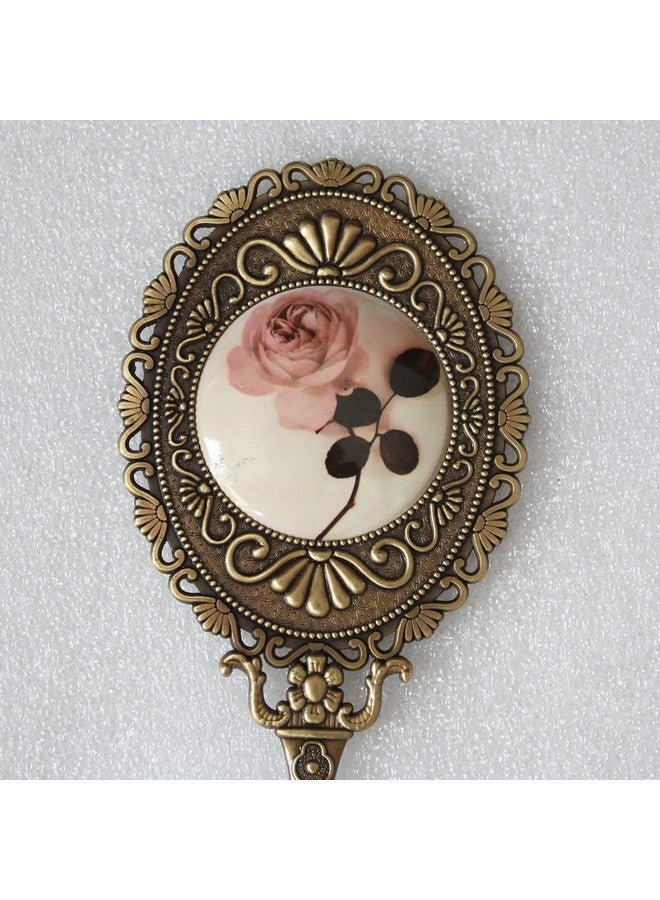 SEHAMANO Hand Mirror With Handle Compact Handheld Makeup Mirror Rose Cosmetic Clear Mirror (Matt Gold (Brass)) - Image 5