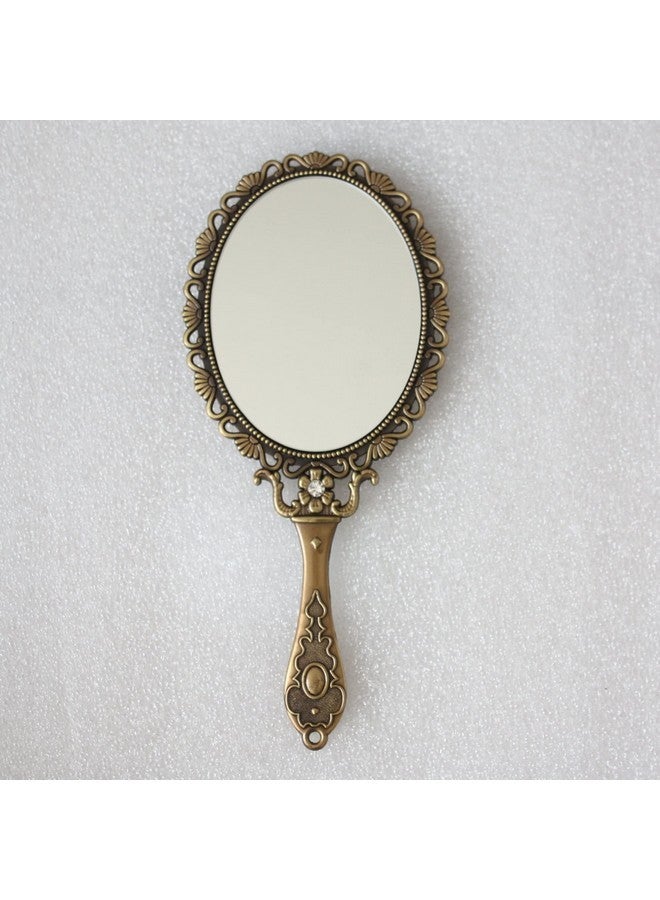 SEHAMANO Hand Mirror With Handle Compact Handheld Makeup Mirror Rose Cosmetic Clear Mirror (Matt Gold (Brass)) - Image 3