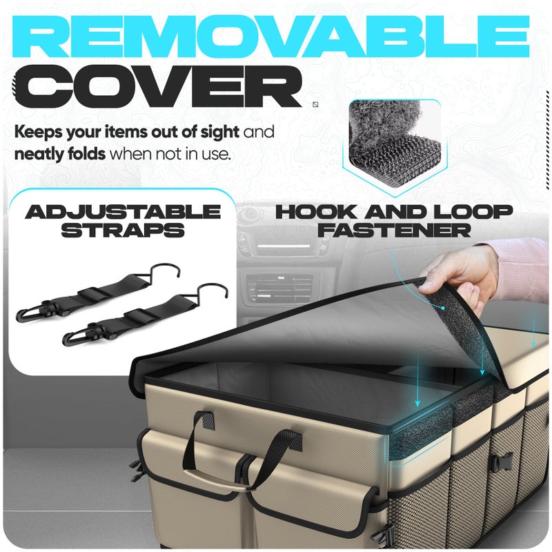 FORTEM Trunk Organizer For SUV Car Trunk Organizer, Foldable Storage, Car Accessories for Women Men, Collapsible Bag, Perfect Christmas Gifts, 600D Oxford, Non Slip Bottom, Straps, Soft Cover (50L) - Image 5
