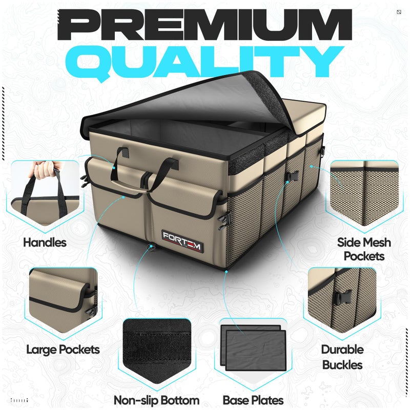 FORTEM Trunk Organizer For SUV Car Trunk Organizer, Foldable Storage, Car Accessories for Women Men, Collapsible Bag, Perfect Christmas Gifts, 600D Oxford, Non Slip Bottom, Straps, Soft Cover (50L) - Image 2
