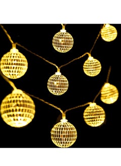 KASTWAVE Led Disco Ball String Lights, 20 Pcs Mirror Led Party Light Glass Ball Light Decorative Light String with Remote Control for Indoor Outdoor Patio Party Yard Garden Kids Bedroom Living Dorm (Yellow)  - Image 1