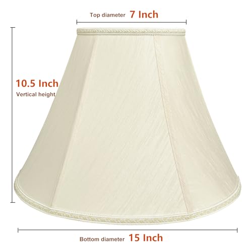 TOOTOO STAR Bell Lamp Shades, 7" x 15" x 10.5" Royal Style Spider LampShade or Table and Floor Lamps, Home Decor Beige Floor Lamp Table Lamp Shade - Image 2