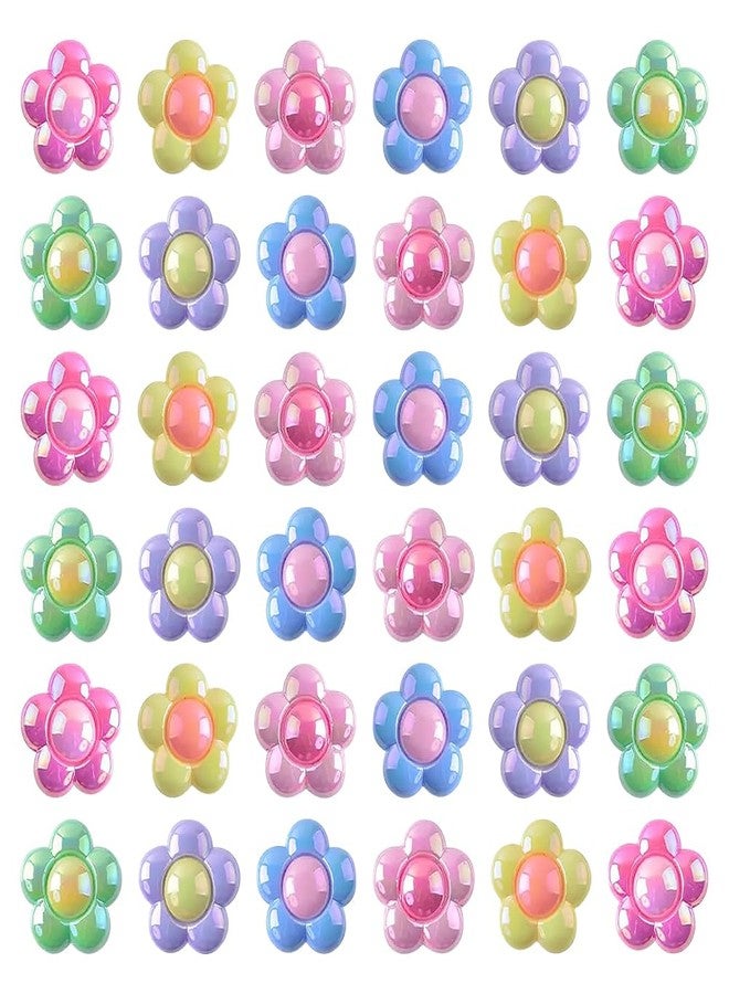 GSHLLO 100 Pcs 16mm Cute Acrylic Flower Focal Beads Multicolor Craft Beads - Image 1