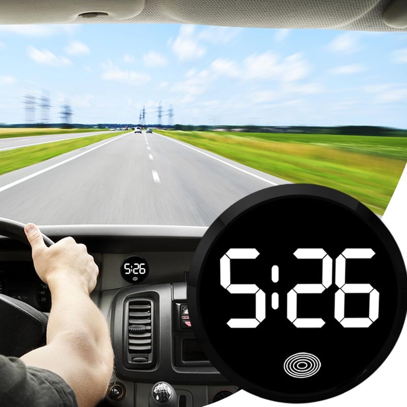 White Car Dashboard Digital Clock Touch Air Vent Display Compact Time Tracker - Image 2