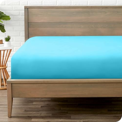 Bare Home Bare Home Fitted Bottom Sheet Queen Size  Premium 1800 Microfiber  UltraSoft Hotel Luxury  Deep Pocket  Durable and Long Lasting Queen Aqua 