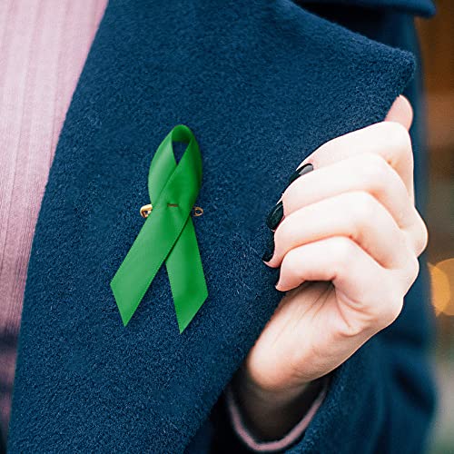 SIMISI RIBBON 200 Pieces Green Satin Awareness Ribbons with Safety Pins for Mental Health Awareness 1.4 x 3 inch - Image 5