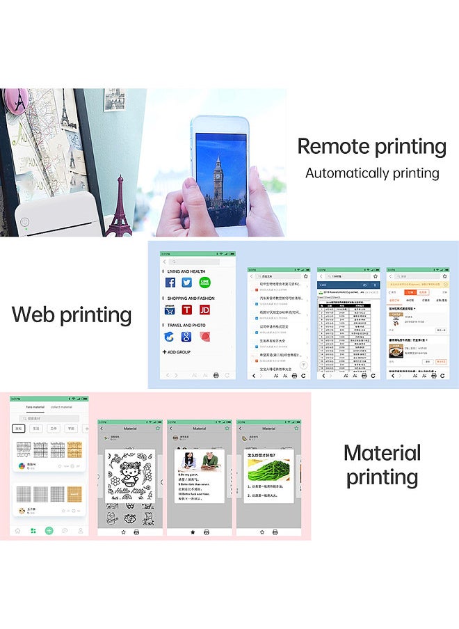 Generic Mini Pocket Thermal Printer Multifunction Portable Sticker Maker 203DPI Instant Photo Printing Support BT Connection for Smartphone with 1 Paper Roll 57mm Compatible with iOS Android  System  - Image 2
