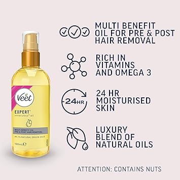 Veet زيت فيت المعجزي لإزالة الشعر قبل وبعد 100 مل عبوة واحدة - Image 2