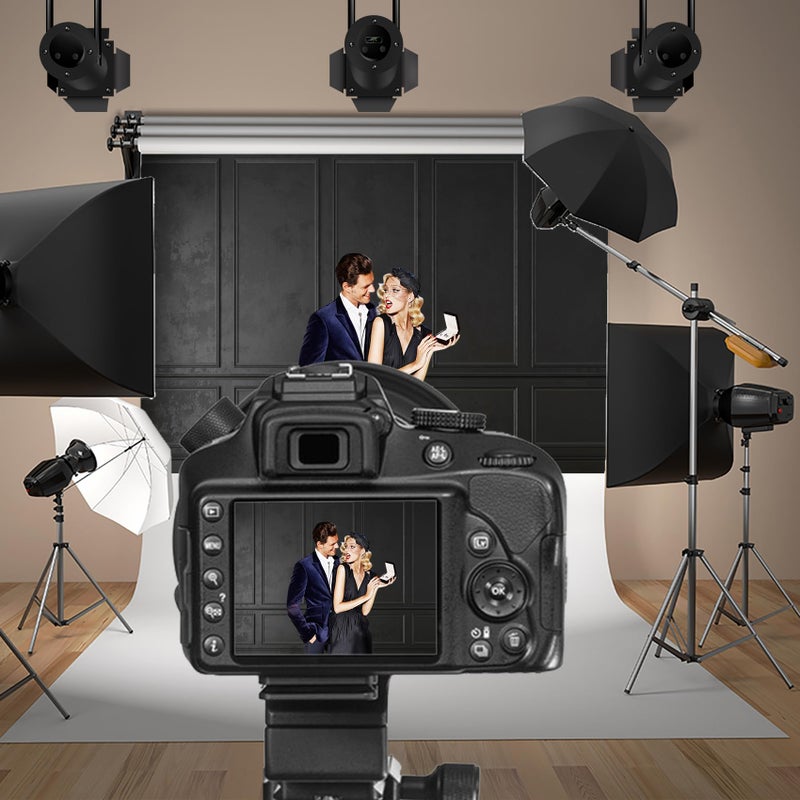 Baocicco 7x5ft Vintage Living Room Wall Backdrop for Photography Classic European Palace Black Wall Photography Background Birthday Party Wedding Graduation Events Photo Studio Video Background - Image 2