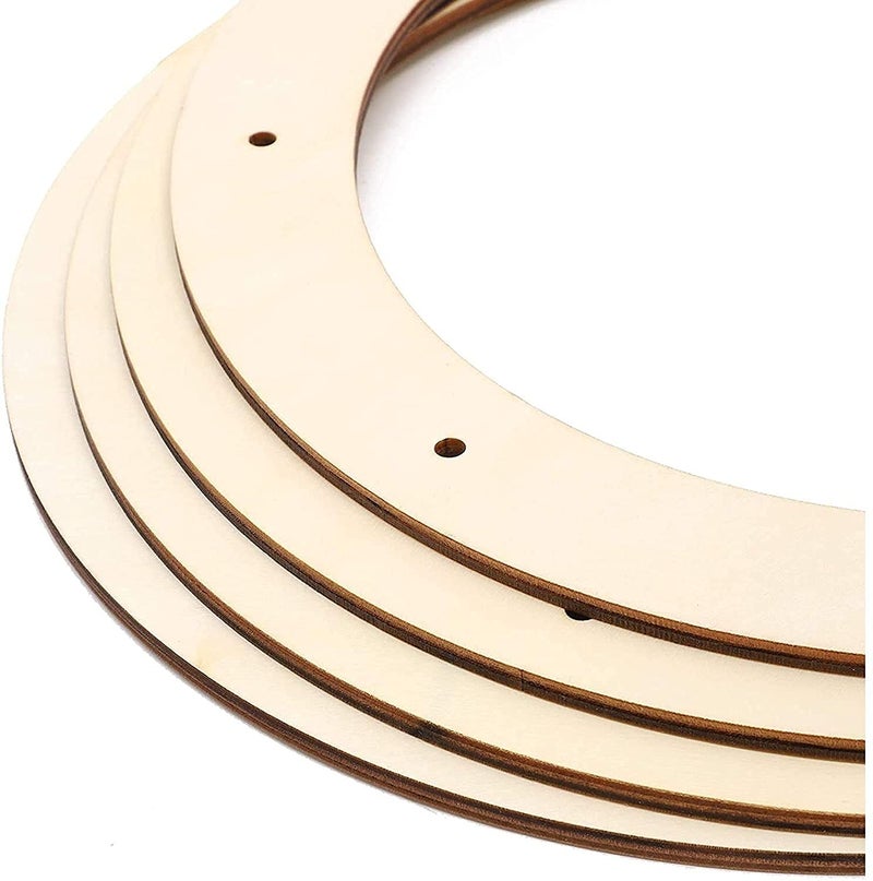 CLITHS CLITHS 115 IN Wooden Wreath Frames for Crafts Unfinished Wooden Craft Floral Hoop Rings DIY Wedding Holiday Wreath Wall Home Craft Decor 4 Pack  - Image 3
