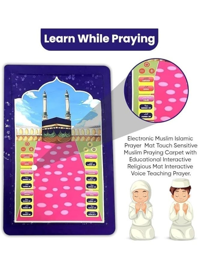 AL ARQAM Kids Educational Interactive Prayer Mat – Smart Electronic Salah Mat with 24 Touch-Sensitive Keys, 10 Speaking Languages, and Voice Guidance – Learn Adhan, Surah & Salah Times - Image 3