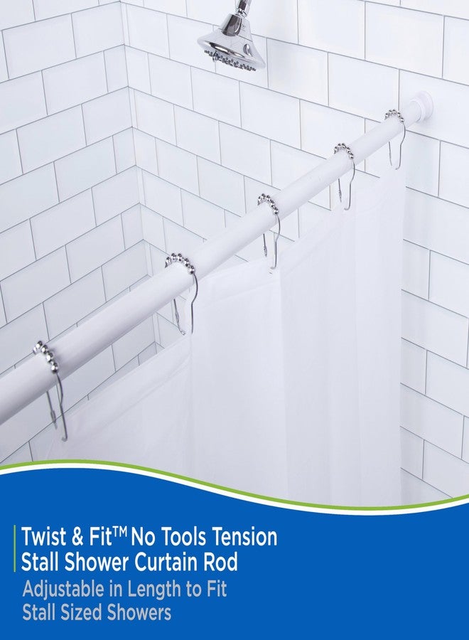 Kenney KN607C/10 Twist & Fit No Tools Camlock Tension Easy Install Stall Shower Curtain Rod with Non-Slip, Non-Scratch Ends, 24-40" Adjustable Length, White, 1" Diameter Rust Resistant Steel Tube - Image 3
