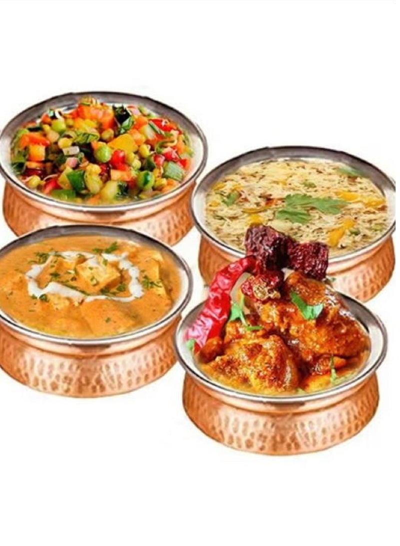 Royal 3 Pcs Stainless Steel Copper Biryani Handi, Serving Dishes, 18 Centimeter - Image 3