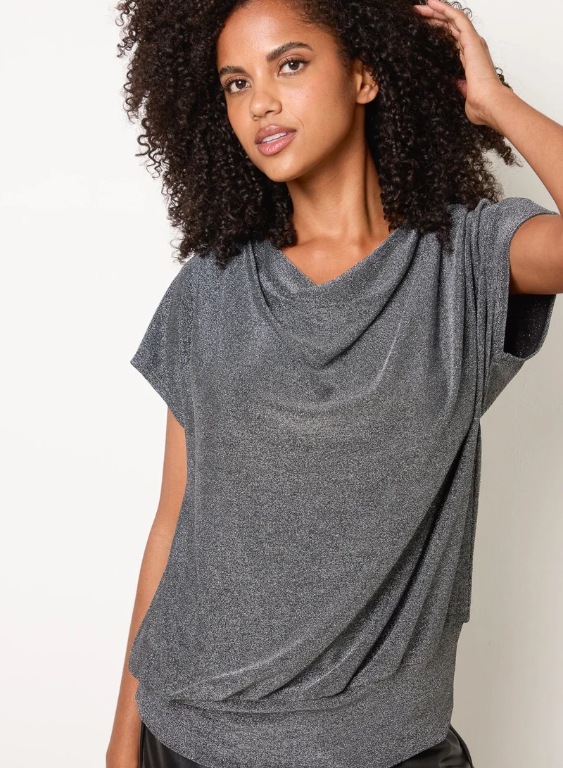 بلو فانيلا Cowl Neck Draped Top